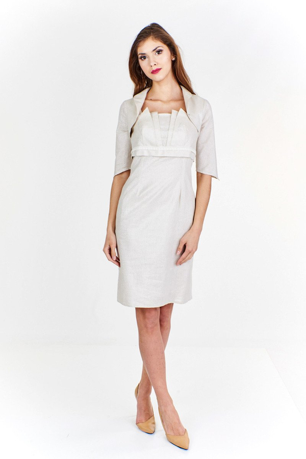 Sukienka FSU926 EKRI + SREBRNA NIĆ