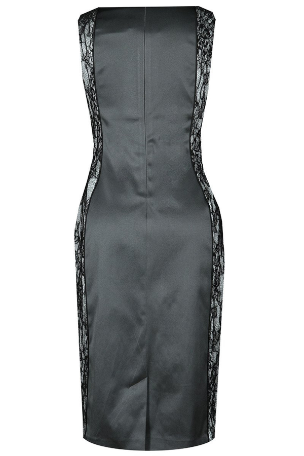 Sukienka FSU901 SZARY + BIAŁY