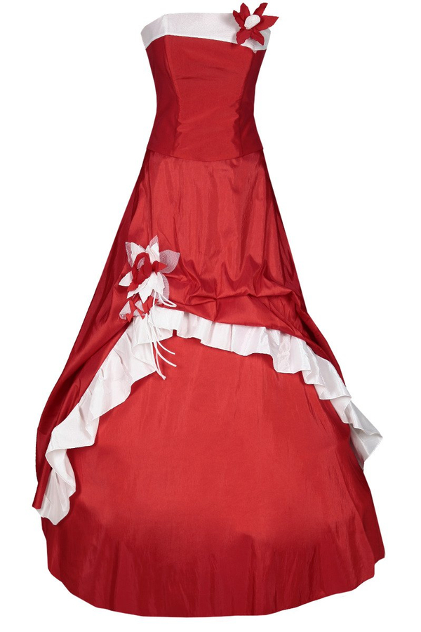 Sukienka FSU074 CZERWONY BIAŁY