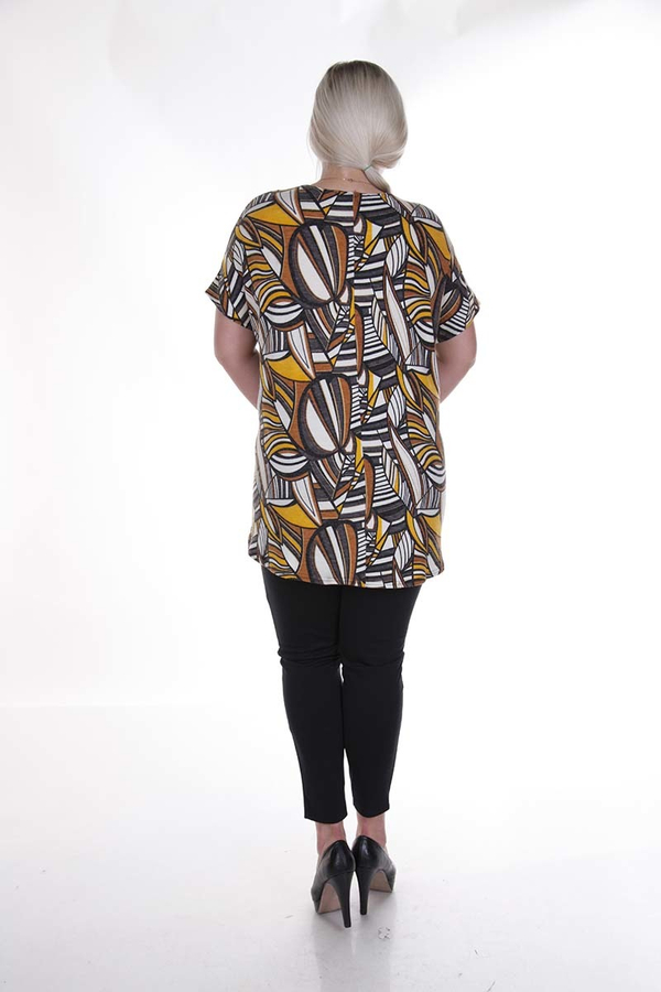 Tunika FTU870 CZARNY + ŻÓŁTY  wzór