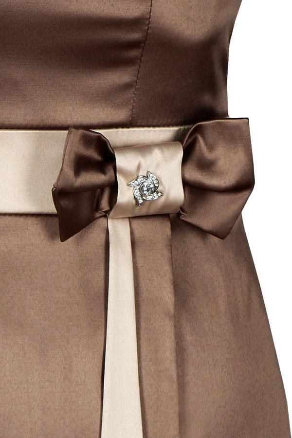 Sukienka FSU1112 CZEKOLADOWY+SZAMPAN