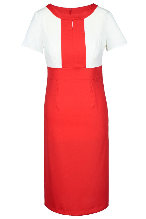 Sukienka FSU909 CZERWONY + EKRI