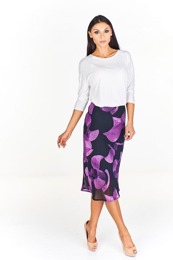 Spódnica FSP771 CZARNY + ŚLIWKOWY kratka