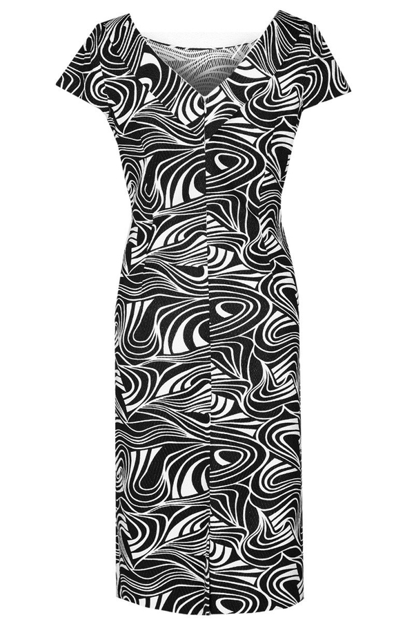 Sukienka FSU199 CZARNY BIAŁY