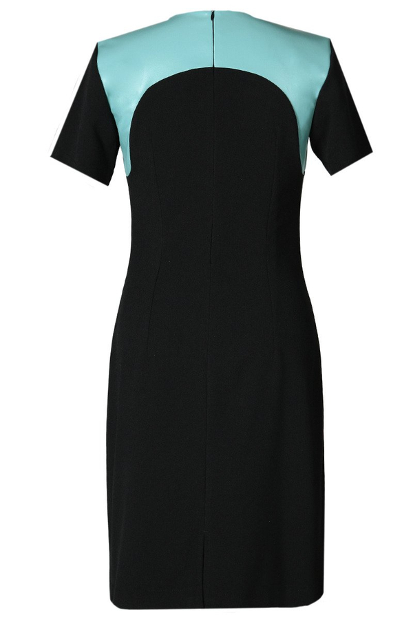 Sukienka FSU646  CZARNY + TURKUSOWY CIEMNY