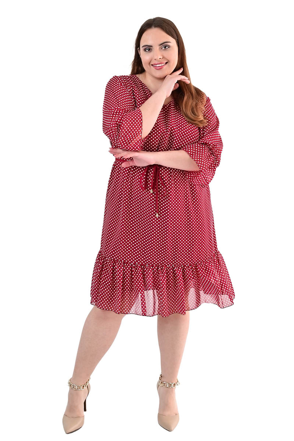 Sukienka FSU1048 CZERWONY kropki