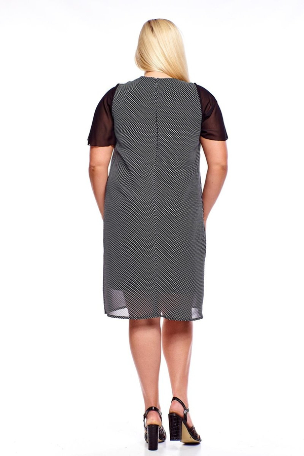 Sukienka FSU1002 CZARNY + BIAŁY małe kropki