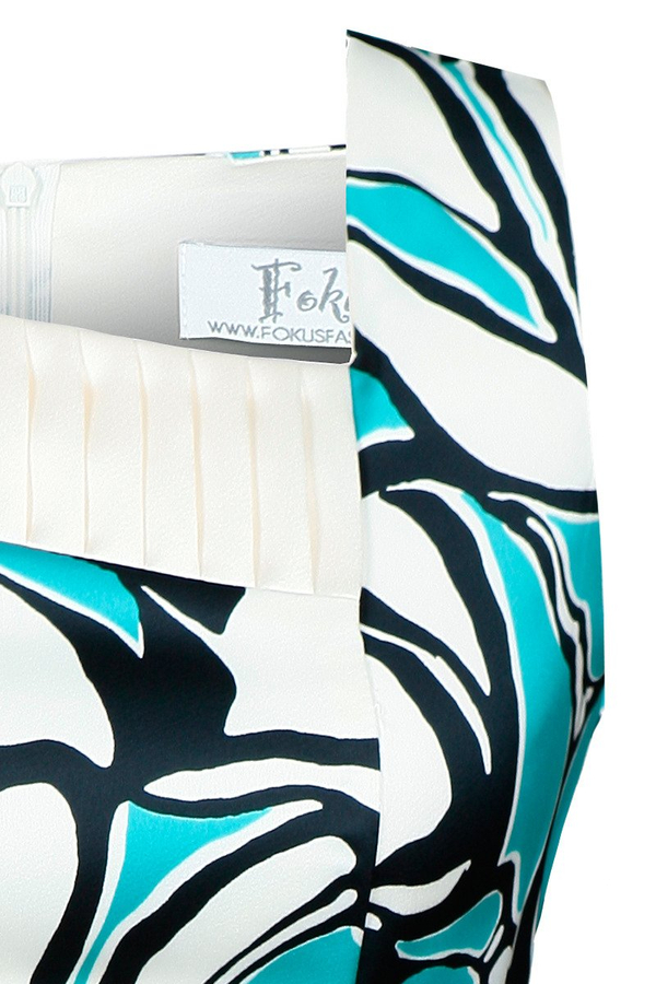 Sukienka FSU915 EKRI + TURKUSOWY