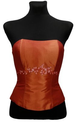 Gorset FGR042 RUDO-POMARAŃCZOWY  tafta