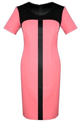 Sukienka FSU646 KORALOWY +  CZARNY