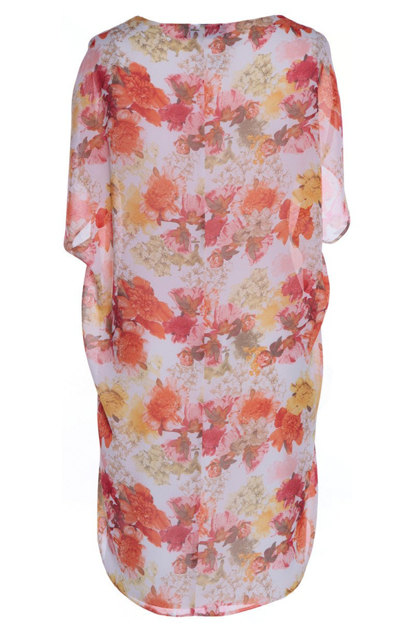 Sukienka FSU620  EKRI+POMARAŃCZOWY