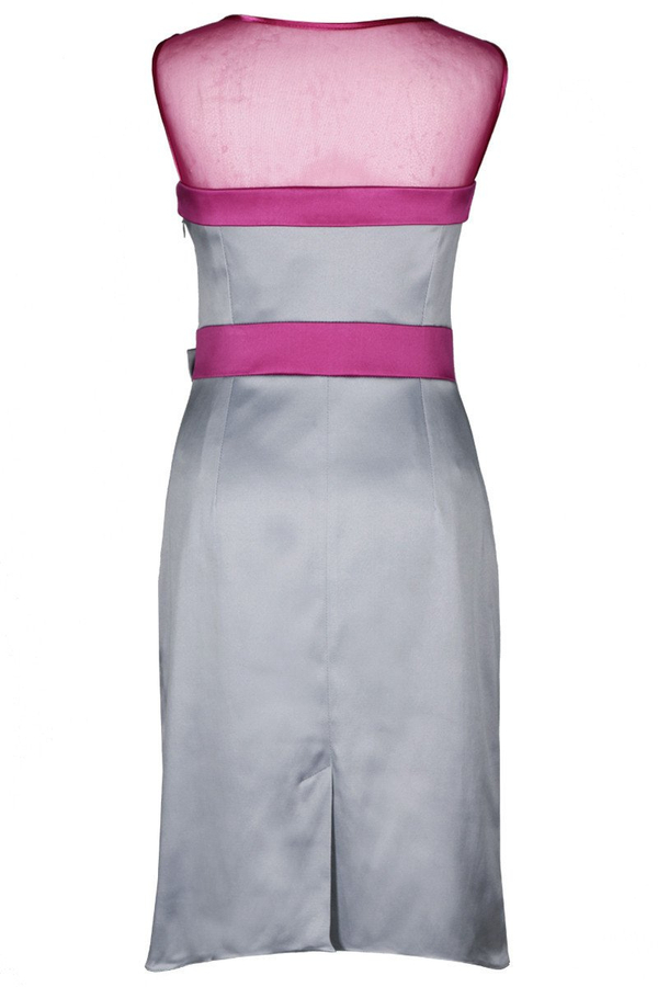 Sukienka FSU1112 SZARY JASNY+AMARANTOWY ŚREDNI