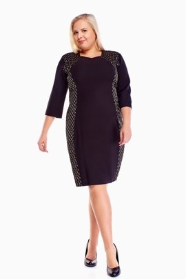 Sukienka FSU650 CZARNY + ZŁOTY