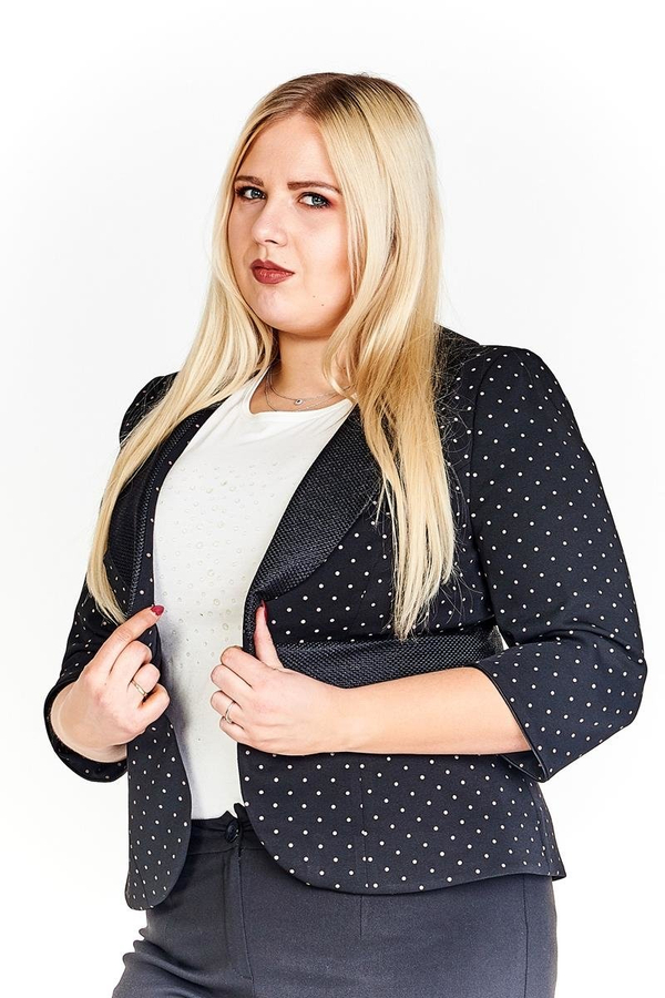 Żakiet FZA916 CZARNY + RÓŻOWY JASNY kropki