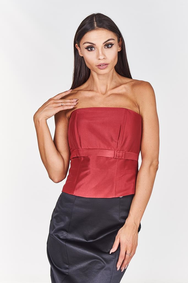 Gorset FGR082  RUBINOWY tafta