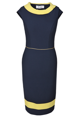 Sukienka FSU343 GRANATOWY ŻÓŁTY CIEMNY