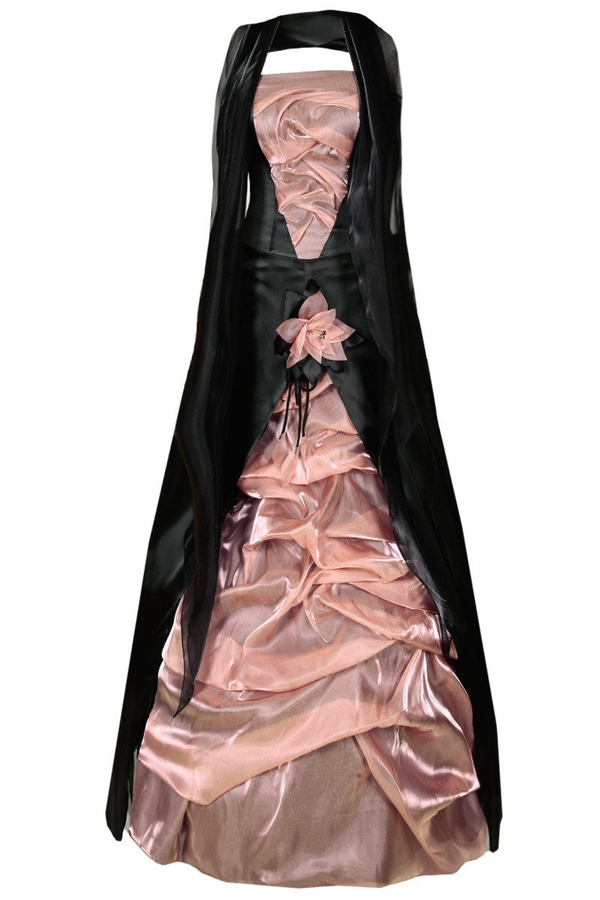 Sukienka FSU037 CZARNY + ŁOSOSIOWY