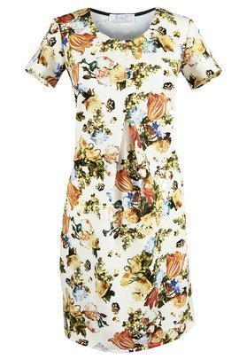 Sukienka FSU685 EKRI + POMARAŃCZOWY