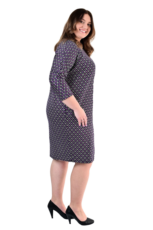 Sukienka FSU1062 CZARNY niebiesko amarantowe rozetki