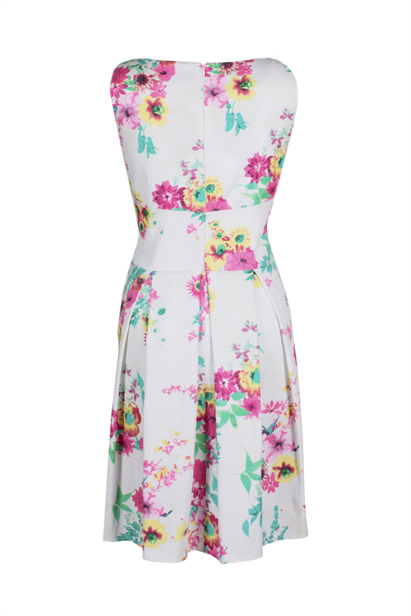 Sukienka FSU608 EKRI+RÓŻOWY