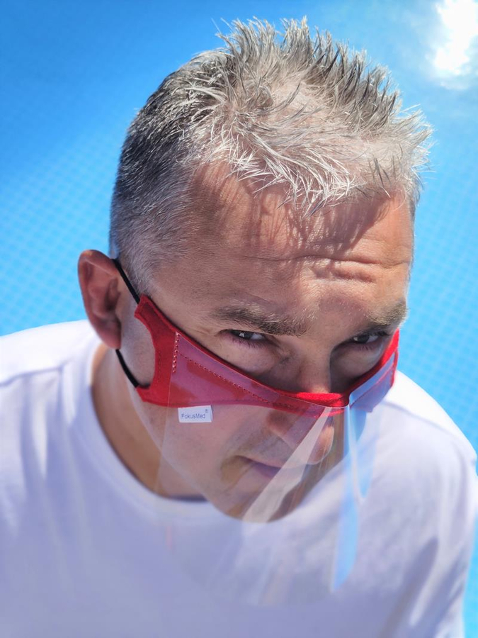 Półprzyłbica FokusMed mini przyłbica maska ochronna CZERWONY A