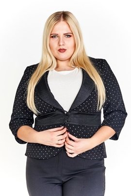 Żakiet FZA916 CZARNY + RÓŻOWY JASNY kropki