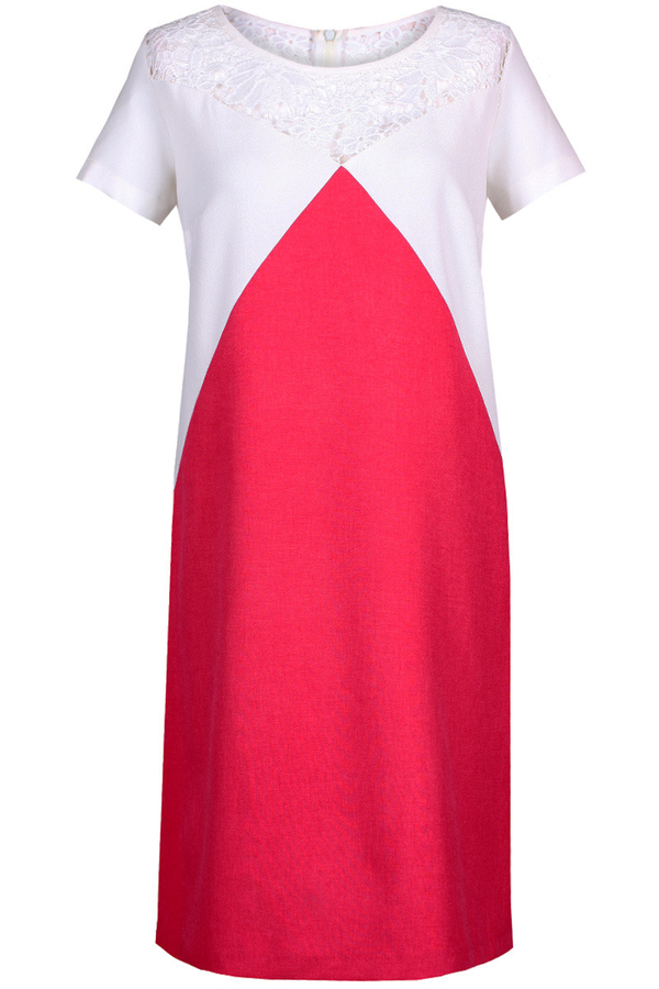 Sukienka FSU881  MALINOWY + EKRI