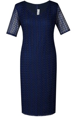 Sukienka FSU776 GRANATOWY złota nić