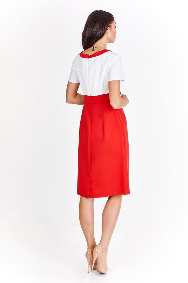 Sukienka FSU909 CZERWONY + EKRI