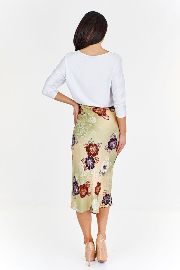 Spódnica FSP771 SELEDYNOWY JASNY kwiaty