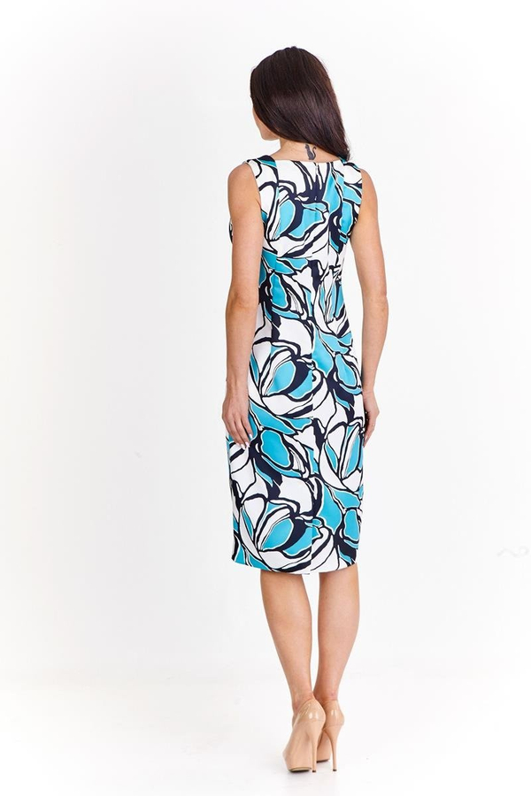 Sukienka FSU915 EKRI + TURKUSOWY