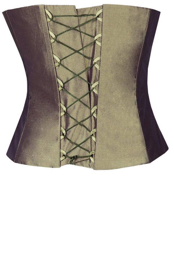 Gorset FGR042 ZIELONY ZGNIŁY CIEMNY  tafta