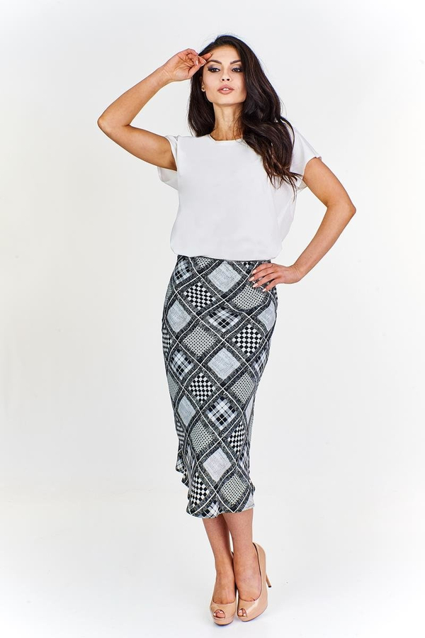 Spódnica FSP771 CZARNY + BIAŁY krata