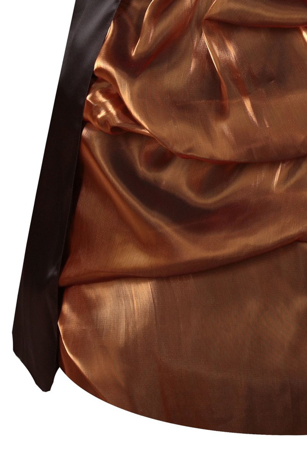 Sukienka FSU037 CZEKOLADOWY CIEMNY + ZŁOTY CIEMNY