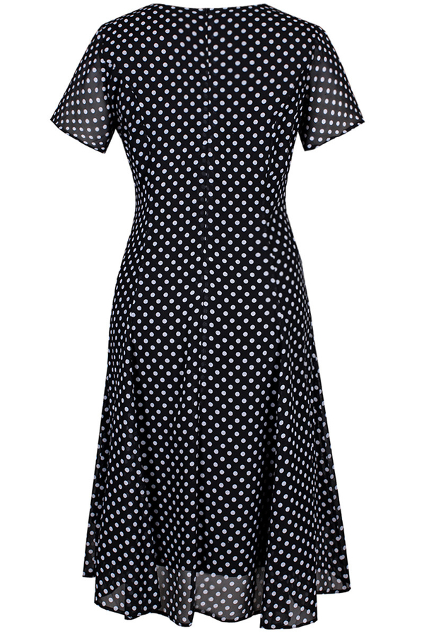 Sukienka FSU1047 CZARNY+BIAŁY kropki