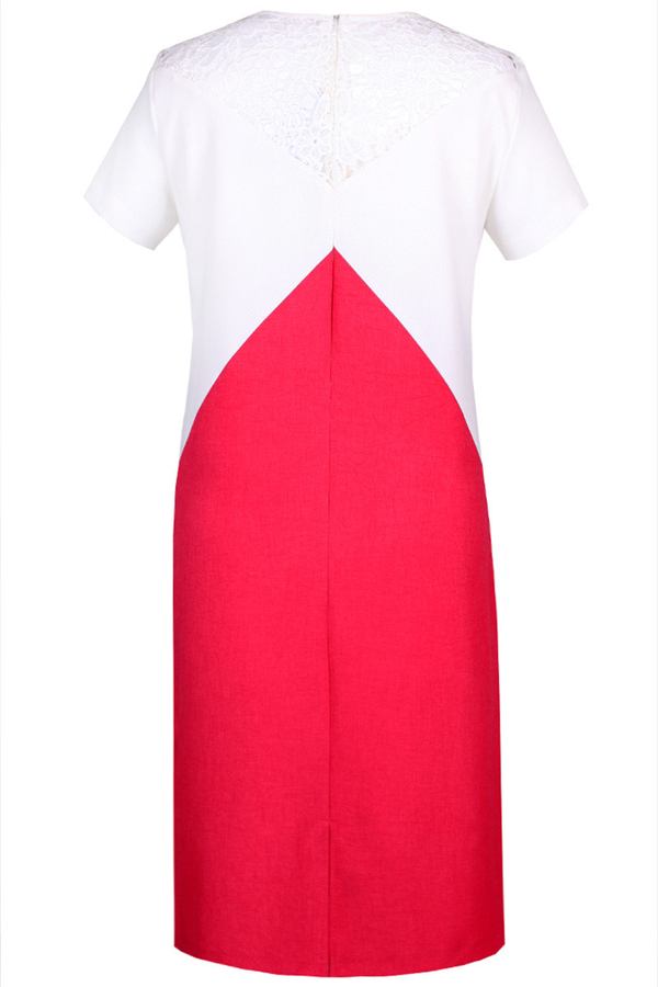 Sukienka FSU881  MALINOWY + EKRI