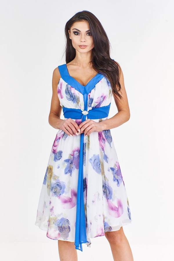 Sukienka FSU212 CHABROWY JASNY BIAŁY