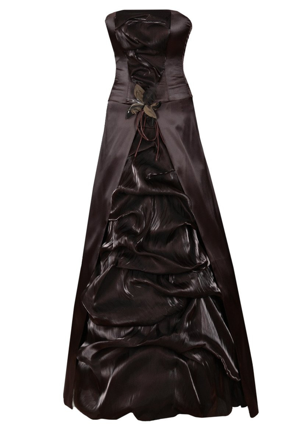 Sukienka FSU037 BURGUNDOWY + CZEKOLADOWY CIEMNY