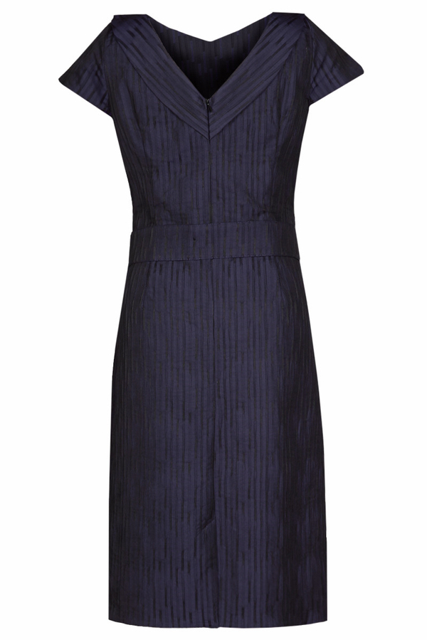 Sukienka FSU199 ŚLIWKOWY CIEMNY paski