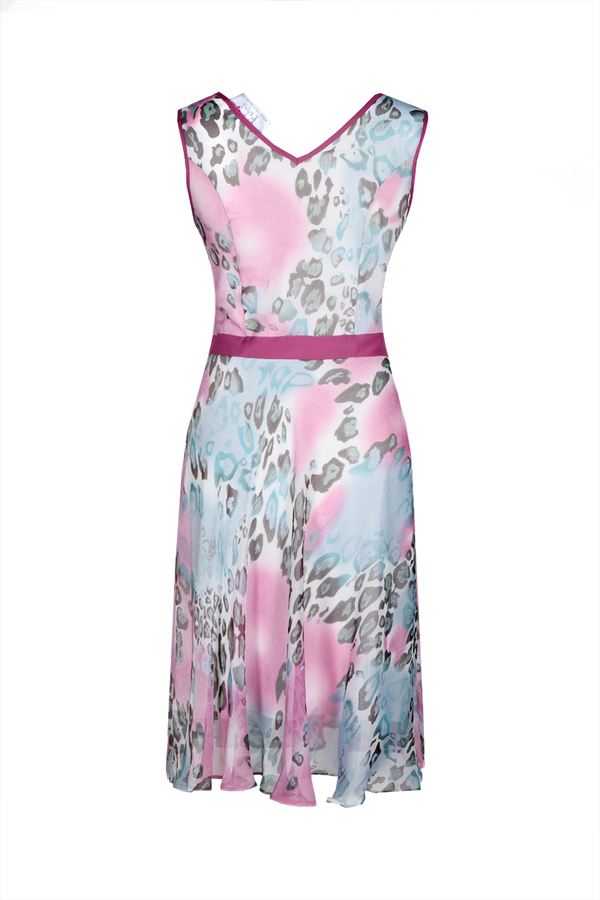 Sukienka FSU626 EKRI+TURKUSOWY ŚREDNI