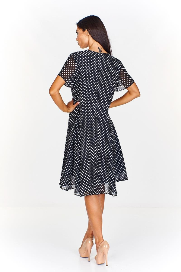 Sukienka FSU1047 CZARNY+BIAŁY kropki