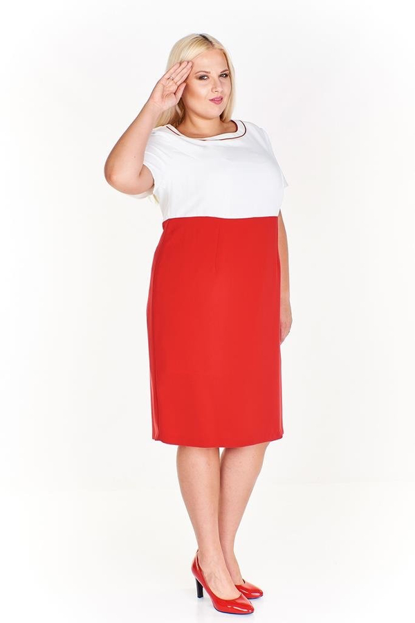 Sukienka FSU897 CZERWONY + EKRI