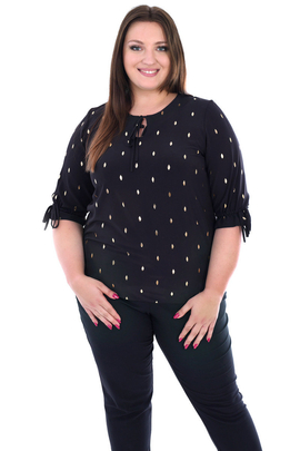 Bluzka FBZ1034 CZARNY złote listki