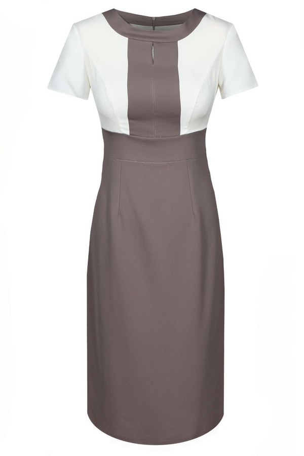 Sukienka FSU909 BEŻOWY CIEMNY + EKRI