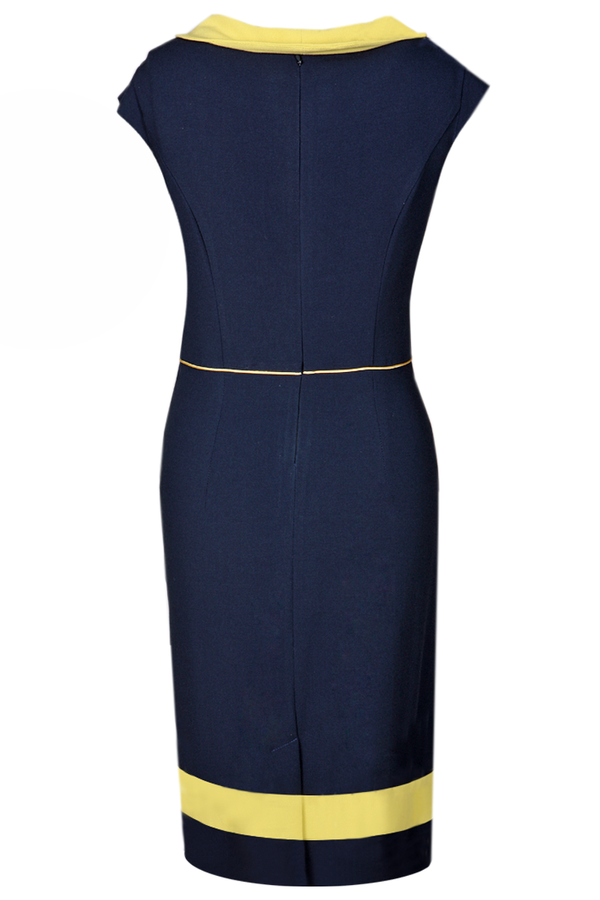 Sukienka FSU343 GRANATOWY ŻÓŁTY CIEMNY