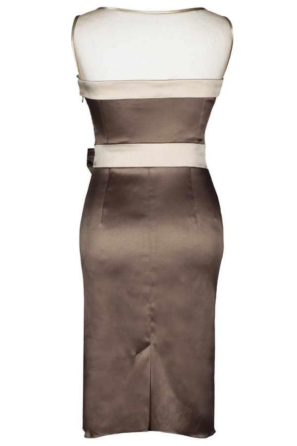 Sukienka FSU1112 CZEKOLADOWY+SZAMPAN