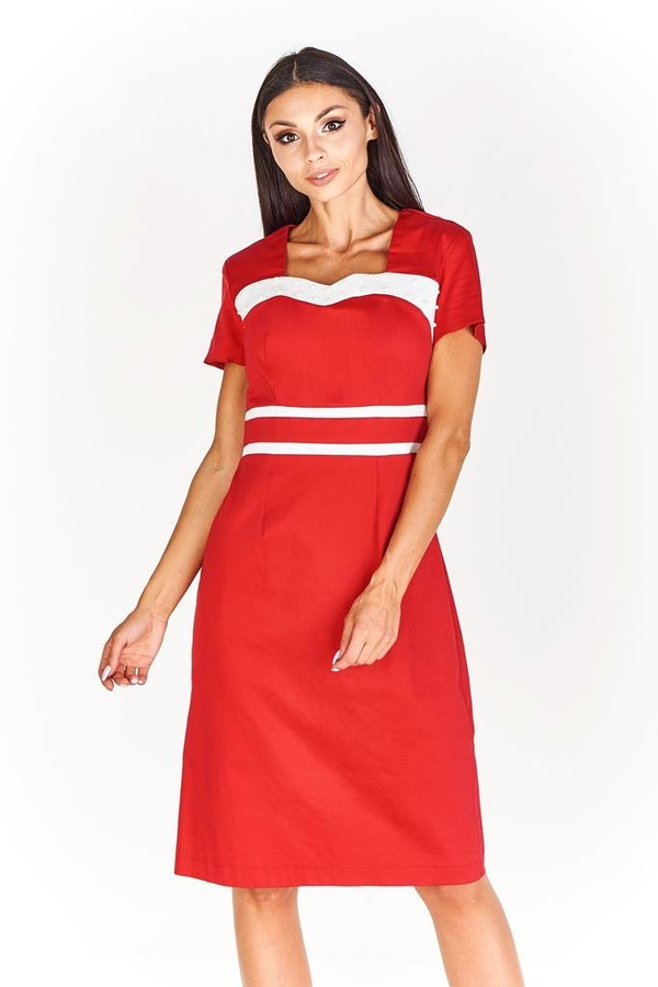 Sukienka FSU944 CZERWONY + BIAŁY