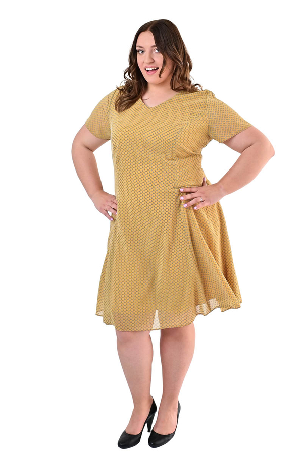 Sukienka FSU1048 ŻÓŁTY kropki