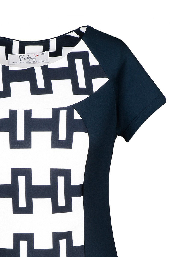 Tunika FTU1158 GRANATOWY+EKRI