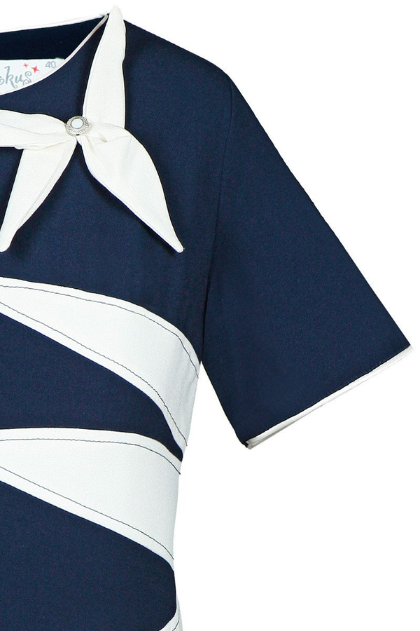 Sukienka FSU258 GRANATOWY EKRI